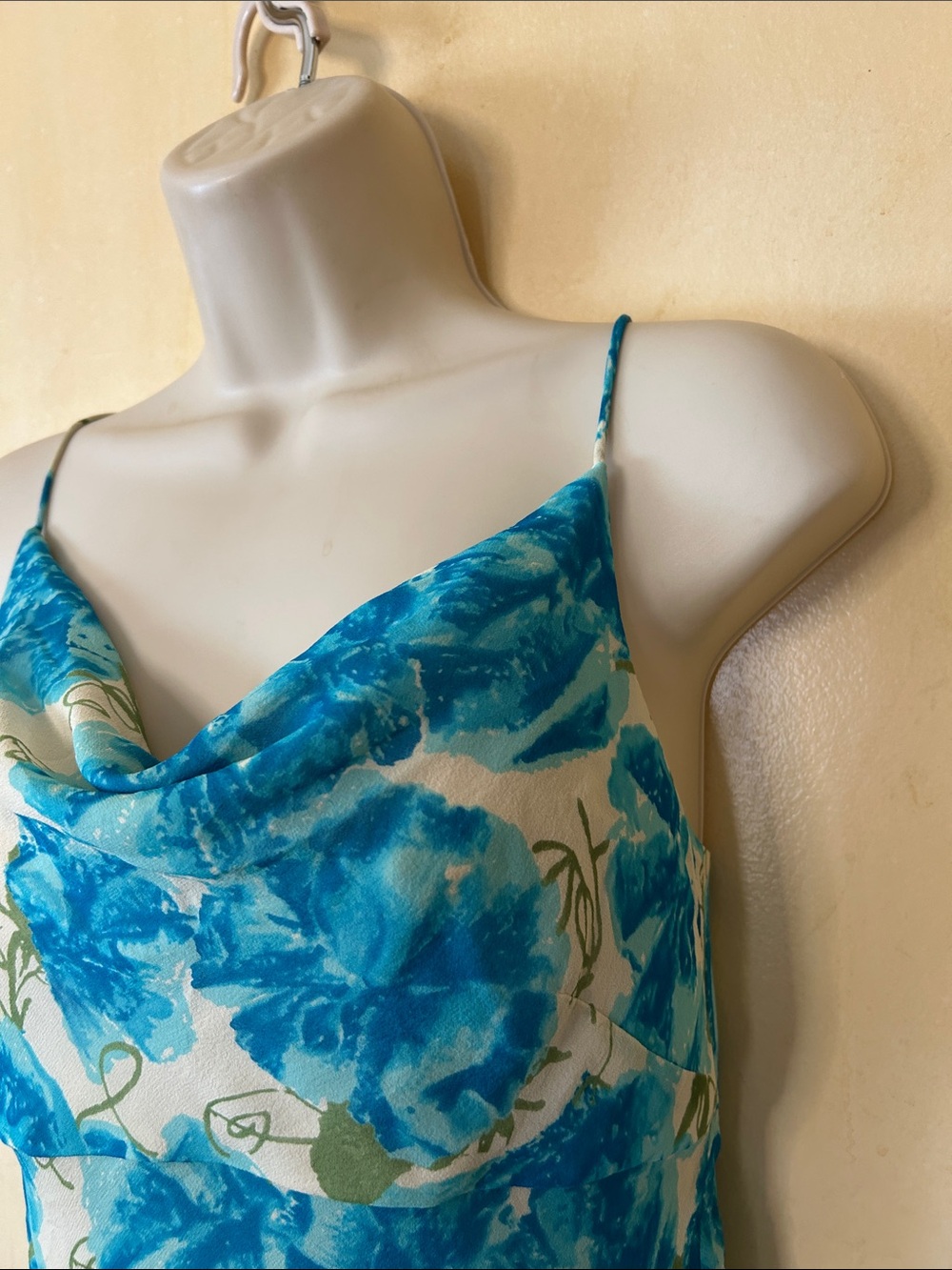 Ann Taylor Vintage Blue Silk Floral Slip Midi Dress size 6P - Picture 6 of 13